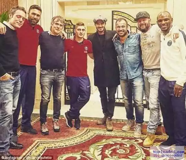 Photo: David Beckham hangs out with PSG players ahead of Chelsea match